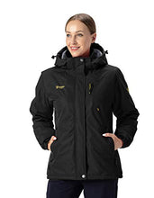 Load image into Gallery viewer, YSENTO Women&#39;s Fleece Ski Jacket Waterproof Windproof Mountain Raincoat Warm Snow Jacket Black Size M

