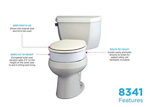 NOVA Medical Products Toilet Seat Riser, Raised Toilet Seat (For Under Seat), For Elongated Toilet Seat, White