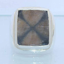 Load image into Gallery viewer, Chiastolite Cross Trapiche Andalusite Handmade Sterling Gents Mens Ring sz 10.5
