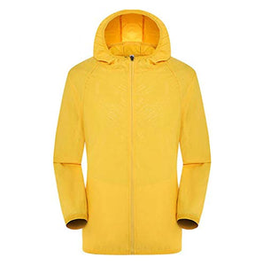 Womens Lightweight Hooded Waterproof Sunscreen UV Sun Protection Windbreaker Packable Active Outdoor Rain Jackets Yellow