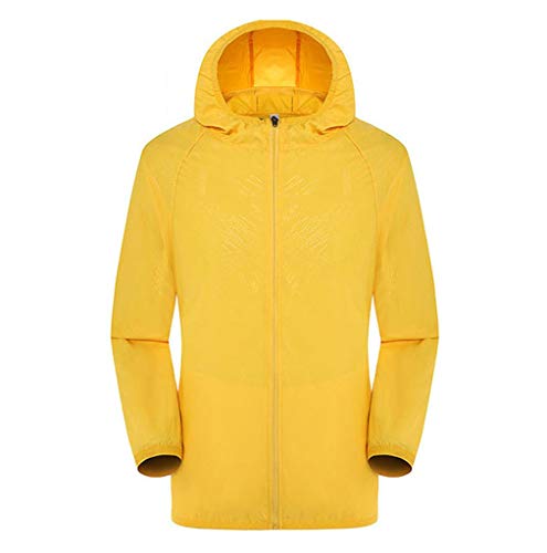Womens Lightweight Hooded Waterproof Sunscreen UV Sun Protection Windbreaker Packable Active Outdoor Rain Jackets Yellow
