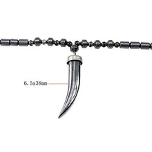Load image into Gallery viewer, IDB Non Magnetic Hematite Tooth Pendant Necklace - The Ultimate Courage Enhancer

