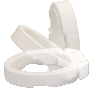 NOVA Medical Products Hinged Toilet Seat Riser, Lift Up and Down Raised Toilet Seat (For Under Seat), For Elongated Seat, White