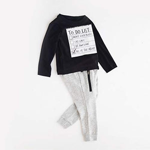 Jobakids Boys 2 Pieces Set Boys Cotton Clothing Set(Black,2T)