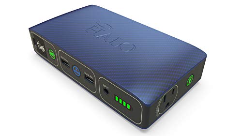 HALO Bolt 58830 mWh Portable Phone Laptop Charger Car Jump Starter with AC Outlet and Car Charger - Blue Graphite