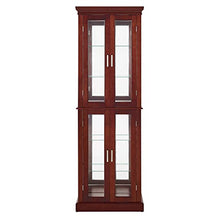 Load image into Gallery viewer, GOOD &amp; GRACIOUS 4 Door Curio Cabinet with Lights, Tempered Glass Adjustable Shelves, and Mirrored Back, Walnut
