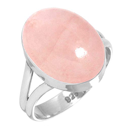 Rose Quartz Ring 925 Sterling Silver Handmade Jewelry Size 6