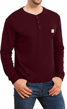 Load image into Gallery viewer, YTD Mens Long Sleeve Henley T-Shirt Fashion Casual Big &amp; Tall Shirts with Pocket Medium Wine Red

