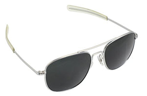 CampCo Humvee HMV-52B-MATT Polarized Bayonette Style Military Sunglasses with Gray Lenses and Matte Silver Frame, 52mm