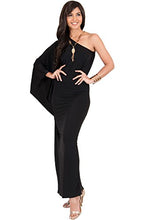 Load image into Gallery viewer, KOH KOH Womens Long One Off The Shoulder Evening Cocktail Bridesmaid Wedding Party Tube Guest Summer Formal Flowy Elegant Sexy Gown Gowns Maxi Dress Dresses, Black M 8-10
