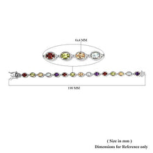 Load image into Gallery viewer, 925 Sterling Silver Gemstone Link Tennis Bracelet Platinum Plated Oval Peridot Amethyst Topaz Citrine Garnet 7.25&quot; Ct 6.8
