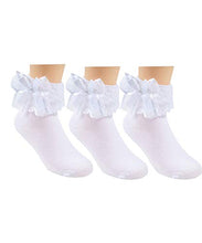 Load image into Gallery viewer, 3 Pack Little Girls Cotton Lace Ruffle Princess Style Dress Socks(2T-12T)
