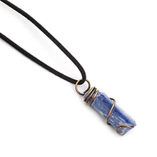 Load image into Gallery viewer, Norse Tradesman Natural Untreated 9 Gram Kyanite Pendant Necklace w/ 20" Brown Leather Chord &amp; Easy Clasp
