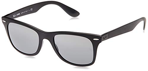 Ray-Ban Unisex-Adult RB4195 Wayfarer Liteforce Sunglasses, Matte Black/Grey Gradient Mirror, 52 mm