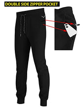 Load image into Gallery viewer, Screenshot SPORTS-A4059 Mens Premium Fleece Utility Function Sportswear Pants - Athletic Jogger Workout Gym Multi Zipper Pockets Sweatpants-Black-Small
