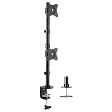 Load image into Gallery viewer, VIVO Dual Monitor Articulating Desk Mount Stand with Height Adjustment and Open VESA Plates for 2 LCD Screens up to 27 inches, Stacked Array, Black, STAND-V002R
