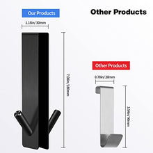 Load image into Gallery viewer, Double Side Bathroom Towel Hooks Set, 7 Inches Shower Hook for Frameless Glass Shower Doors, Brushed Nickel Extended Towel Racks Hanger with Non-Slip Sponge Pad for Loofah - Black (2 Pack)
