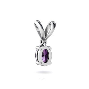 14kt White Gold Amethyst and Diamond 7x5mm Oval Solitaire Pendant