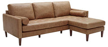 Load image into Gallery viewer, Amazon Brand – Rivet Aiden Mid-Century Modern Reversible Sectional Sofa (86") - Cognac Leather
