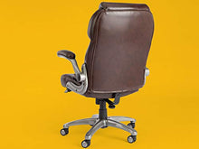 Load image into Gallery viewer, AmazonCommercial Ergonomic High-Back Bonded Leather Executive Chair with Flip-Up Arms and Lumbar Support, Brown
