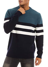 Load image into Gallery viewer, Mens Sweaters Crewneck Classic Sweater Midweight Pullover Clearance Soft Thermal Multi-Color Striped Basic Tops Classic Fall Sweaters for Men Lake Blue
