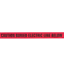 Load image into Gallery viewer, Morris Products Underground Electrical Foil Lined Caution Tape – 3" Width – Detectable From 12-24" Depths – Red – Printed with Caution Buried Electric Line Below – 1, 000'. Length
