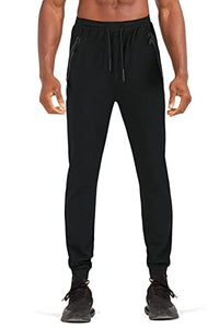 JARKADA Mens Hiking Jogger Sweatpants Slim Fit Workout Joggers for Men with Pockets Cotton Black M