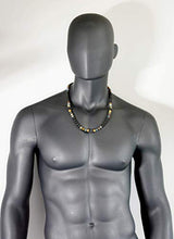 Load image into Gallery viewer, Beaded Necklace for Men Natural Stone Handmade Jewelry Black Volcanic Lava Indian Agate Picture Jasper Essential Oil Diffuser Necklace 25.5 inches
