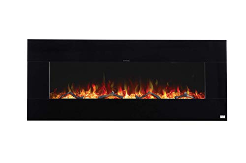 BurnBrite Electric 50 Inch Fireplace Recessed and Wall Mount Crystals and Driftwood