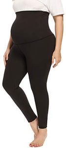TOUCH LOOM Maternity Pants Maternity Over Belly High Waist Full Length Leggings Pants for Women Maternity Clothes Pregnant,Large,Black/Black