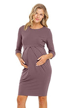 Load image into Gallery viewer, Women's Front Pleated Midi Maternity Dress, Dark Mauve, Medium
