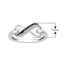 Load image into Gallery viewer, KATARINA Two Row Infinity Black and White Diamond Ring in Sterling Silver (1/20 cttw, I-J, SI) (Size-5.5)

