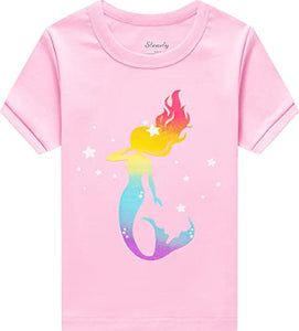 Summer Unicorn Pajamas for Girls Short Sleeve Mermaid Pjs Toddler Kids Clothes Cotton Sleepwear Size 6