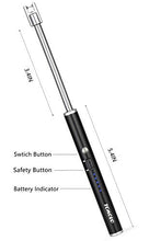 Load image into Gallery viewer, TOMOLO Lighter, Rechargeable Candle Lighter Grill Lighter Electric Arc Lighter with Flexible Neck, LED Battery Display Safety Switch for Candle Camping Cooking BBQs Fireworks (Black&amp;Silver, Pack of 2)
