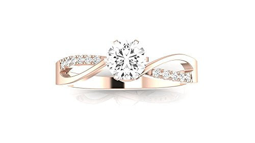 14K Rose Gold 0.58 CTW Elegant Twisting Split Shank Diamond Engagement Ring w/ 0.5 Ct Round Cut E-F Color VS1 Clarity Center