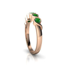 Load image into Gallery viewer, 14kt Rose Gold Lab Emerald 3mm Round Anniversary Band Ring - Size 7.5
