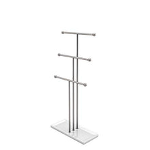Load image into Gallery viewer, Umbra 299330-491-REM Trigem Hanging Organizer – 3 Tier Table Top Necklace Holder, Box Display with Jewelry Tray Base, One Size, Nickel
