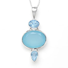 Load image into Gallery viewer, YoTreasure Blue Topaz &amp; Chalcedony Crystal Necklace .925 Sterling Silver Chain Pendant

