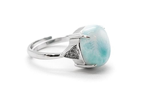 Natural Larimar 925 Sterling Silver Oval Larimar Gemstone Size Adj