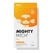 Load image into Gallery viewer, Mighty Patch Face from Hero Cosmetics - XL Hydrocolloid Face Mask for Acne, 5 Large Pimple Patches for Zit Breakouts on Nose, Chin, Forehead &amp; Cheeks - Vegan-Friendly, Not Tested on Animals (1 Count)
