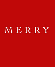 Load image into Gallery viewer, Merry: A decorative book for coffee tables, bookshelves and interior design styling | Stack deco books together to create a custom holiday message and look | Festive red (Christmas Book Shelf Decor)
