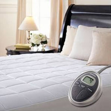 Load image into Gallery viewer, Sunbeam Queen Heated Quilted Mattress Pad with Dual Control and 5-Heat Settings, 100% Cotton
