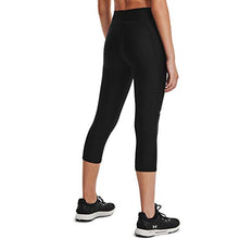 Load image into Gallery viewer, Under Armour Women's HeatGear Armour Mid No-Slip Waistband Pocketed Capri , Black (001)/White , Medium
