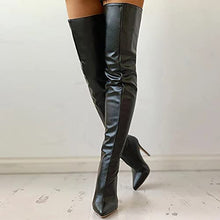 Load image into Gallery viewer, Fullwei Boots for Women,Women Over The Knee Boot Pointed Toe Zipper High Heel Casual Stiletto Thigh High Motorcycle Riding Boot Walking Shoe (Black, 8.5)
