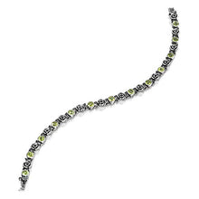 Load image into Gallery viewer, PZ Paz Creations 925 Sterling Silver Peridot Gemstone Rose Tennis Bracelet (6.75, Peridot)
