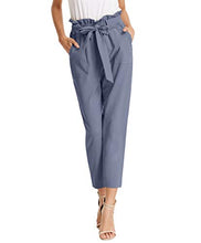 Load image into Gallery viewer, GRACE KARIN Women's Slim Cropped Stretch Casual Pants with Pockets M Blue-Gray
