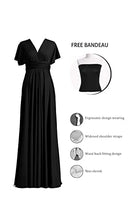 Load image into Gallery viewer, Bridesmaid Dresses for Women, Convertible Sleeve V-Neck Floor Length Prom Wrap Maxi Convertible Long Dress Grey
