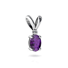 Load image into Gallery viewer, 14kt White Gold Amethyst and Diamond 7x5mm Oval Solitaire Pendant
