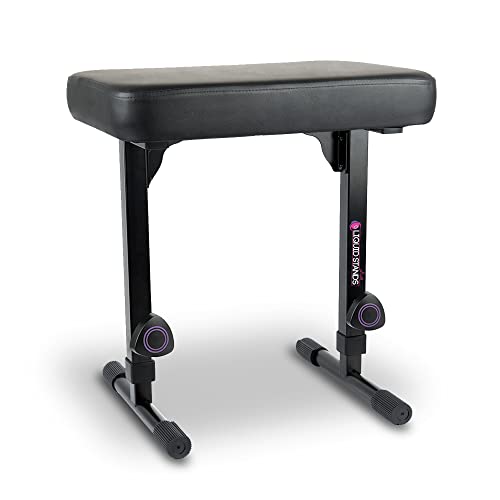 Liquid Stands Piano Bench Adjustable Stool – Music Keyboard Bench Seat for Piano Keyboard Stand with Black Padded Cushion for Musicians Piano Stool Chair (PU Leather)