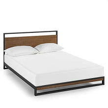 Load image into Gallery viewer, ZINUS Suzanne 37 Inch Metal and Wood Platform Bed Frame / Solid Wood &amp; Steel Construction, Chestnut Brown, Queen &amp; 10 Inch Green Tea Memory Foam Mattress / CertiPUR-US Certified, Queen
